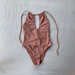 Rose Gold Halter One-Piece swimsuit